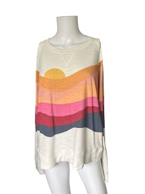 Faherty Sunwashed Organic Cotton Crewneck Sweatshirt Sun Spritz Size Large